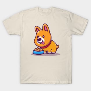 Cute Corgi Eating Dog Food T-Shirt